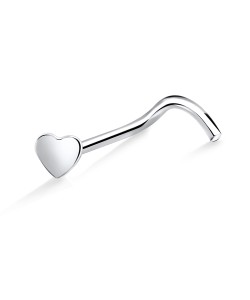 Heart Silver Curved Nose Stud NSKB-140s